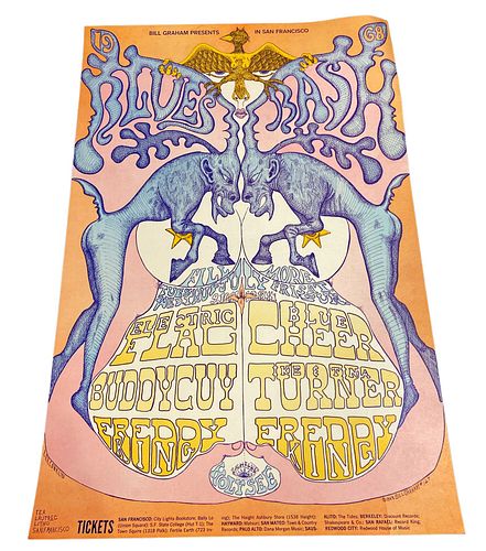 1968 BUDDY GUY FREDDIE KING IKE & TINY TURNER Original Concert Poster BG 127