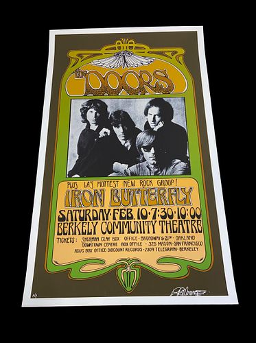 THE DOORS IRON BUTTERFLY Berkeley Theatre 1967 Poster