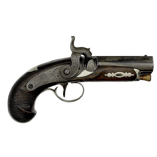 Henry Deringer Percussion Pistol With German Silver Furniture