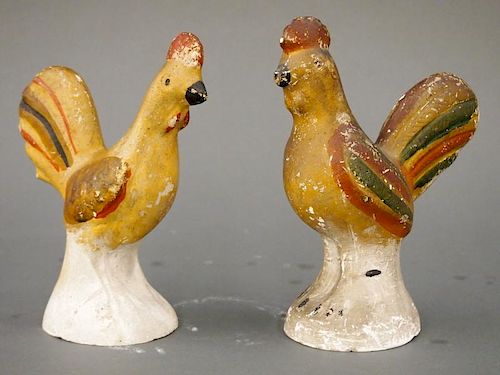 2 Chalkware roosters