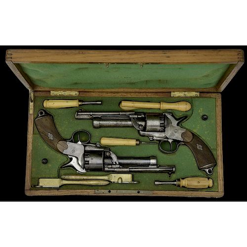 Original Cased Pair of LeMat Second Model Percussion Revolvers