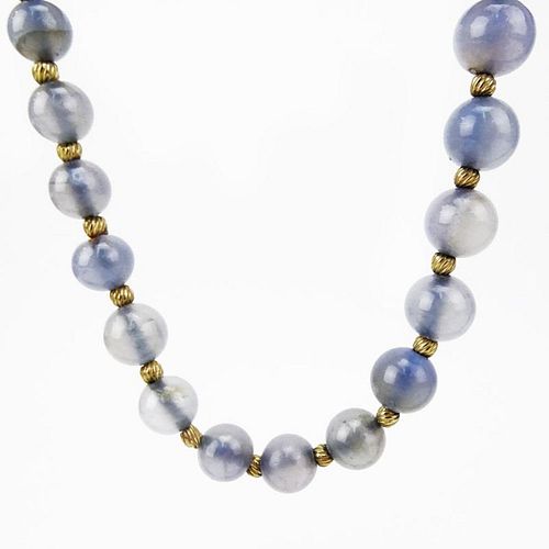 Vintage Chalcedony Quartz Bead Necklace