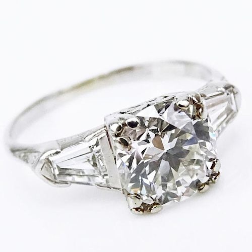 EGL Certified 2.32 Carat Round Brilliant Cut Diamond and Platinum Engagement Ring