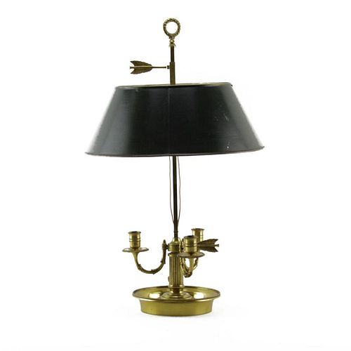 Vintage Bouillotte Desk Lamp with Painted Tole Shade