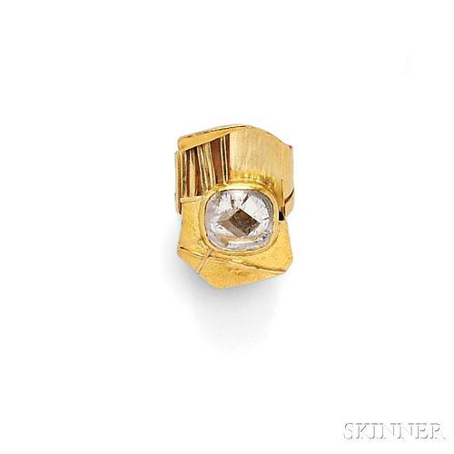 24kt and 18kt Gold and Rutilated Quartz Ring, Nancy Michel, Janiye