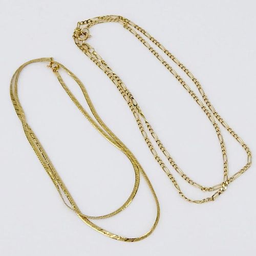 Two (2) Delicate 14 Karat Yellow Gold Necklaces