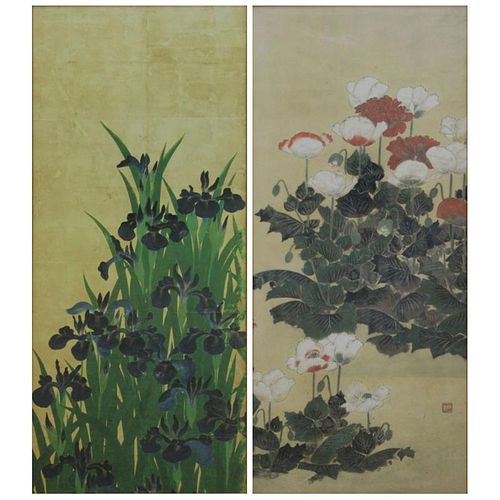 Grouping of Two (2) Asian Floral Prints