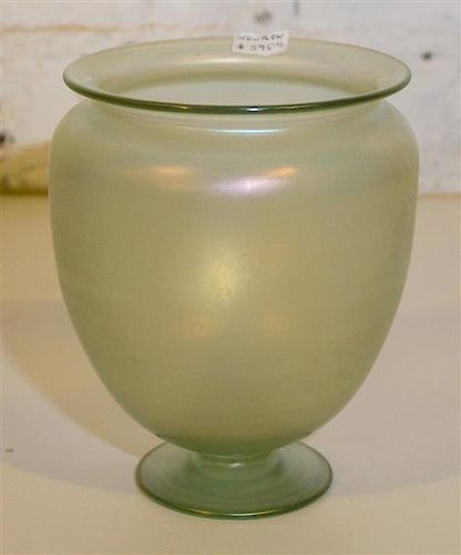 * A Steuben Verre De Soie Glass Urn. Height 7 inches.