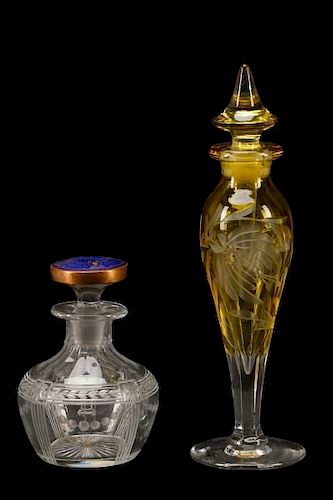 Two American Etched Glass Perfume Bottles, Heisey