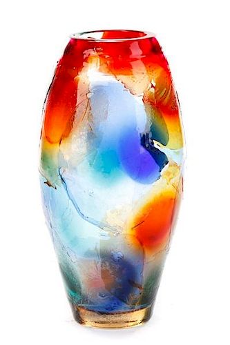 Giuliano Tosi Signed Murano Art Glass Floor Vase