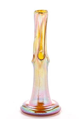 Loetz Gold Glatt Iridescent Art Glass Vase