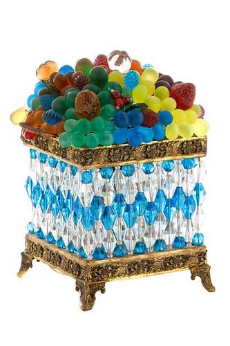 Czech Art Glass Fruit Basket Boudoir Lamp