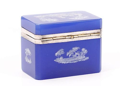 Italian Cenedese Murano Blue Glass Dresser Box
