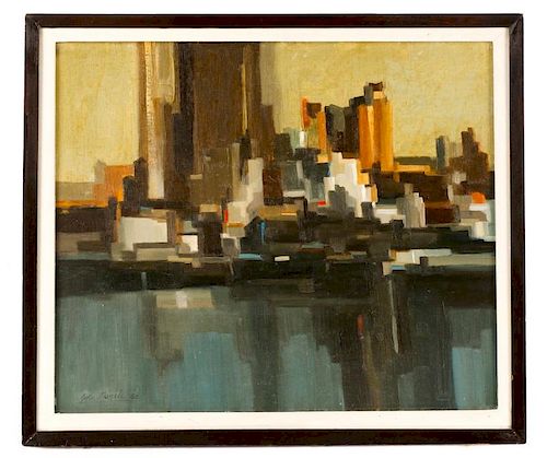 John Magill, "September City", Oil on Canvas Board