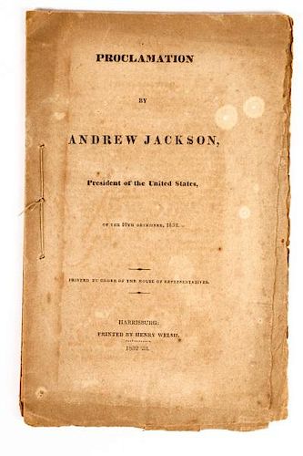 Pres. Andrew Jackson Proclamation Booklet, 1832