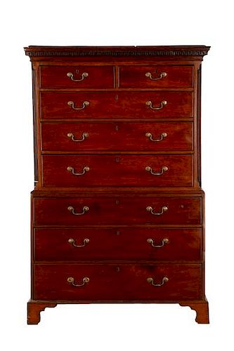 Chippendale Style Mahogany Chest on Chest