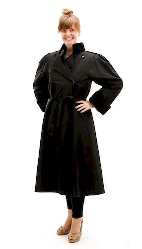 Ladies Charles Romain Black Faux Fur Lined Trench