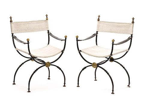 Maison Jansen Style Grecian Motif Curule Chairs