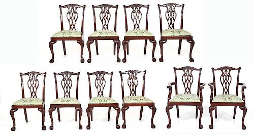 Set of Ten Chippendale Revival Chairs