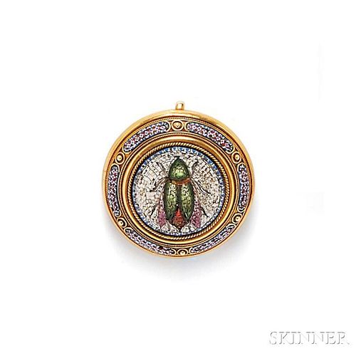 Antique 18kt Gold and Micromosaic Brooch