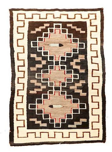 Navajo Hand Woven Wool Pictorial Textile Rug