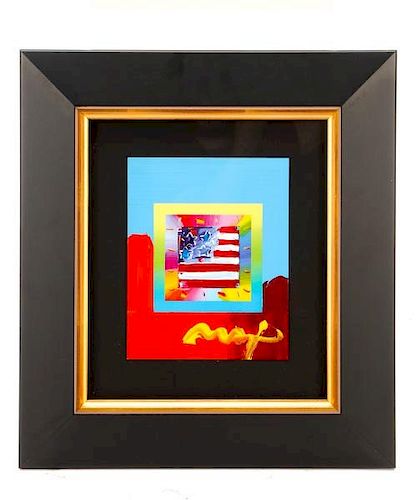Peter Max "American Flag", Signed Mixed Media