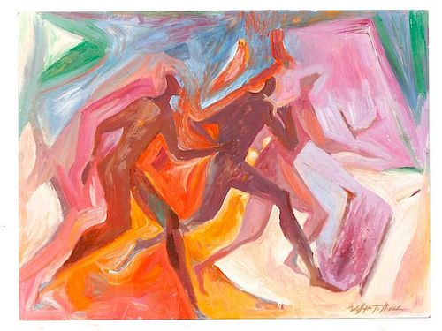 William Tolliver, "Runners", Oil on Board