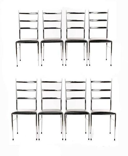 Set of 8 Gio Ponti Style Chrome Ladderback Chairs