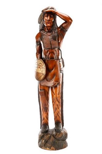 Mid 20th C. Life Sized Cigar Store Indian Figure