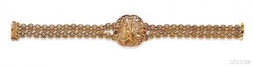 Gothic Revival 18kt Gold Bracelet