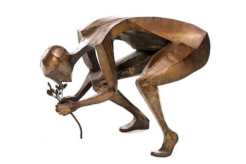 Contemporary, "Picking Flowers", Sculpture