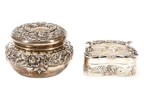 Two Sterling Silver Dresser Boxes: Gorham & Comyns