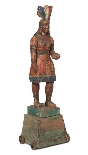 A cigar store Native American figure, style of Samuel Robb