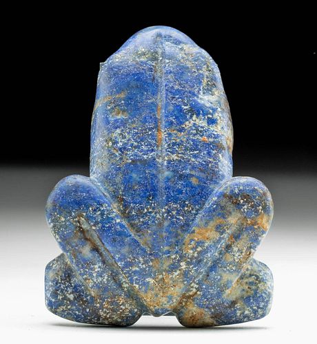 Superb Near Eastern Sumerian Lapis Frog Amulet Figurine