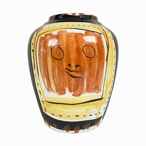 Signed Peters "Funny Face" 1991 Ceramic Vase