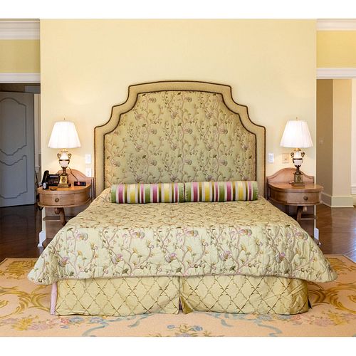 Upholstery King Size Headboard + Comforter Bedding Set