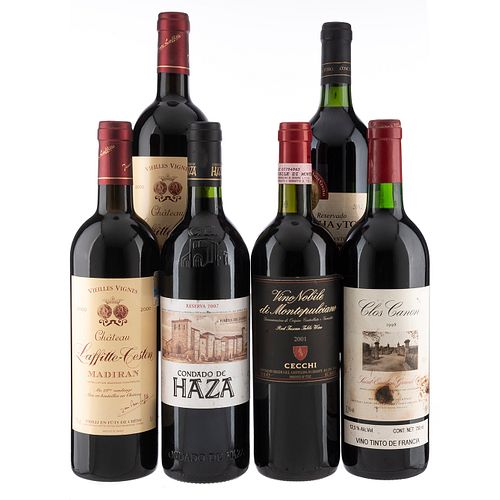 Lote de Vinos Tintos de Chile, Italia y España. a) Château Laffitte - Teston. Cosecha 2000. Maridan. Borde...