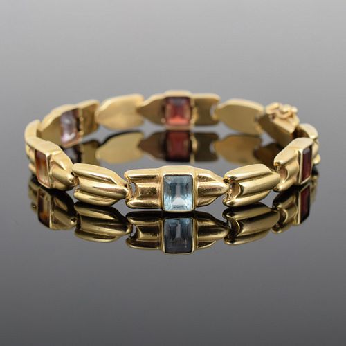 14k Gold & Semi-Precious Gem Stone Estate Bracelet