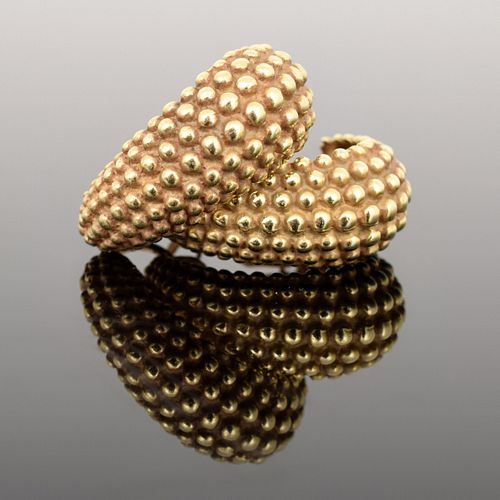Pair of 14K Yellow Gold Bead Hoop Earrings