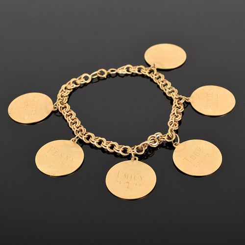 14k Gold Estate Charm Bracelet