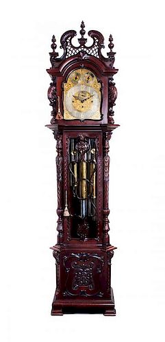 * A Mahogany Tall Case Clock, H. Lee and Sons, Hull, Height 98 inches.