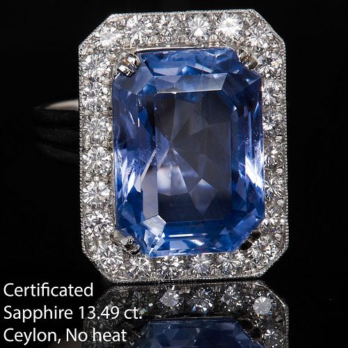 IMPORTANT SAPPHIRE AND DIAMOND CLUSTER RING