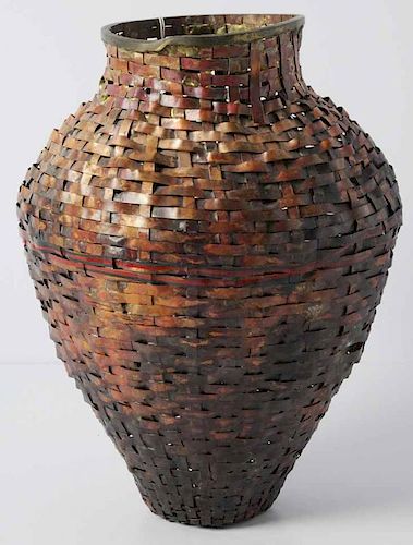 Woven Copper and Bronze Vase