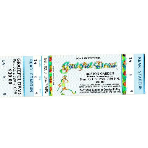 Grateful Dead Boston Garden Oct 3,1994 Full Concert Ticket