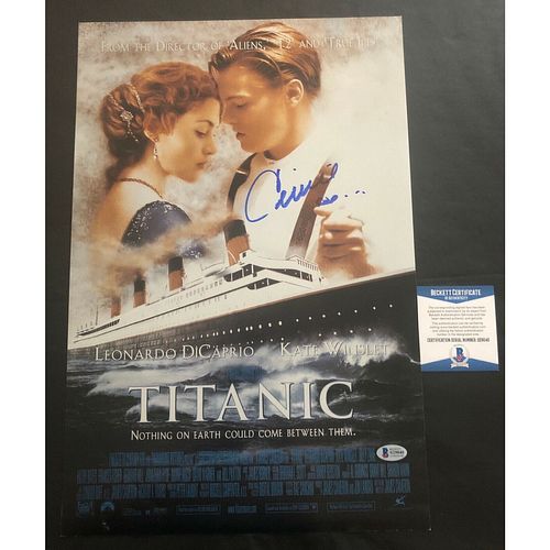 Celine Dion Signed Titanic 12x18 Movie Poster (Beckett COA)