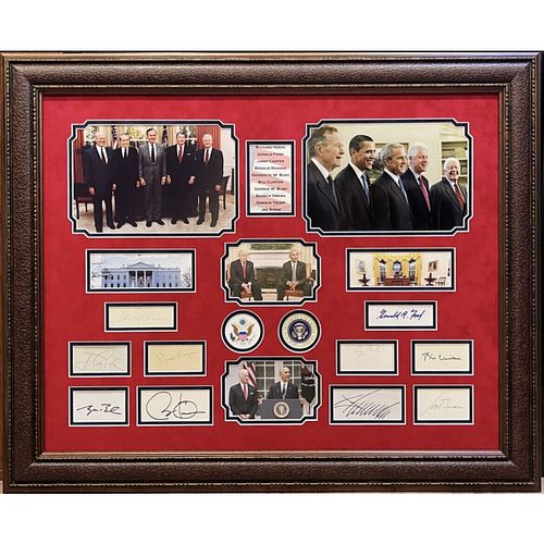 PRESIDENTS OF THE UNITED STATES Framed Display Signed By 10 NIXON TO BIDEN JSA