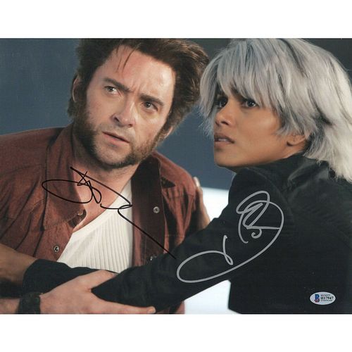 Hugh Jackman & Halle Berry Dual Signed 11x14 X-Men Photo (Beckett COA)