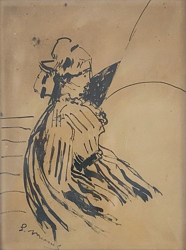 Edouard Manet Ink Drawing for "Boating"