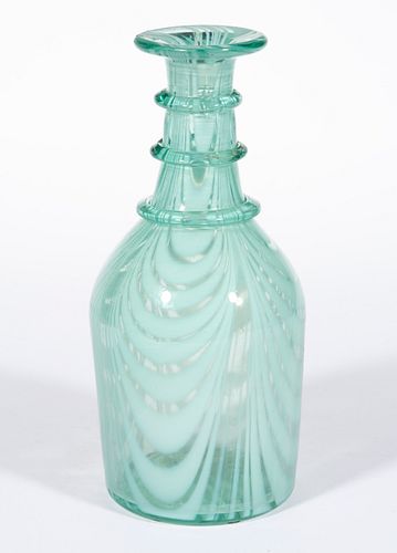 FREE-BLOWN MARBRIE-LOOP DECORATED DECANTER