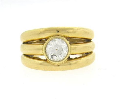 Chaumet France Mid Century 1.54ct Diamond 18k Gold Ring